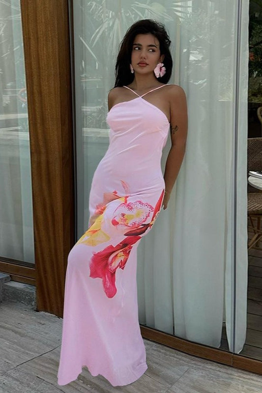 Sexy Neckholder-Maxikleid mit rückenfreiem, schmalem Bodycon