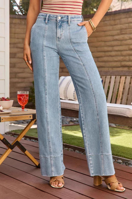 Gerade Stretchjeans mit hoher Taille