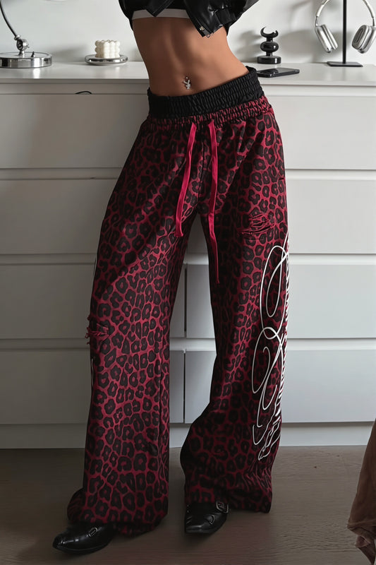 Double Waist Leopard Wide Pants