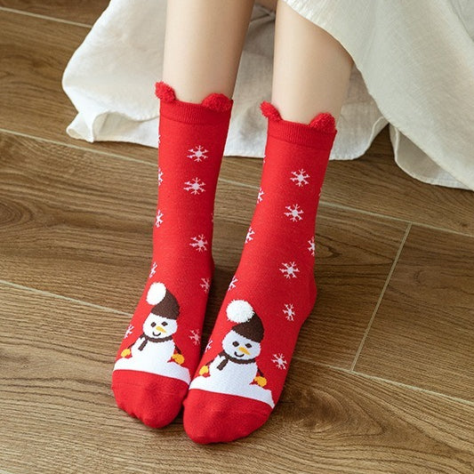 Cute Cartoon 3D Ear Red Mid Calf Socks