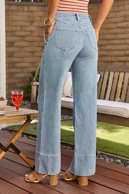 Gerade Stretchjeans mit hoher Taille