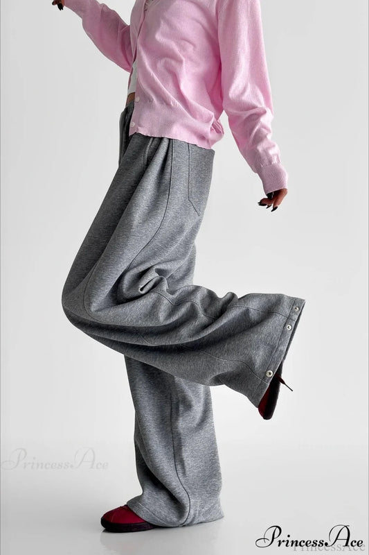 Elastic High-Waist Drawstring Wide Pants