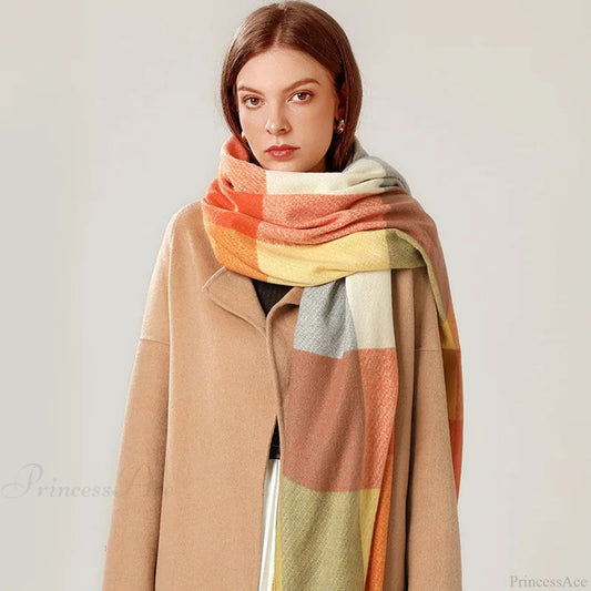 Elegant Lady Style Cashmere Tassel Luxury Scarf - Autumn Winter Striped Plaid Scarfs-L