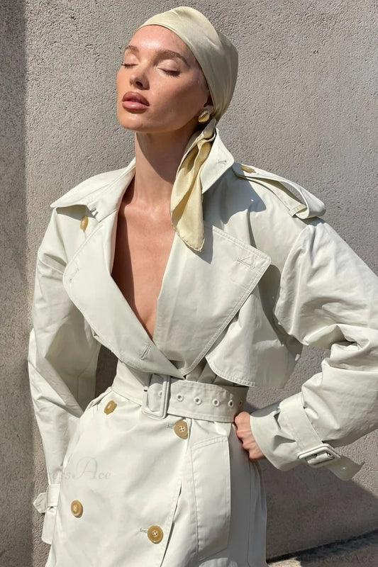 Elegant Wide Lapel Tie Waist Trench-Inspired Overcoat