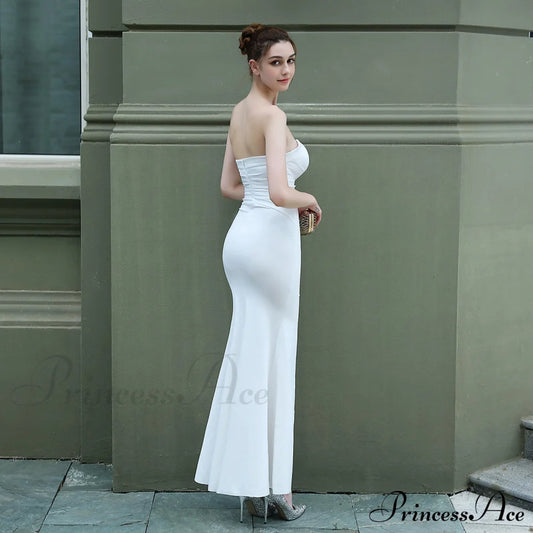 Evelyn Strapless Stylish Slit Wrap Dress White / Xs S.o. Ballgowns