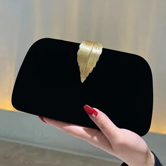 Evening Clutch Pearl Chain Handbag Wedding Cocktail Party Purse black bag clutchbag-250126