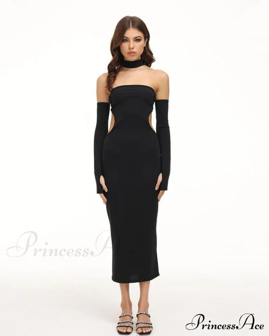 Eventide Horizon Tube Charming Halter Dress With Gloves Black / Xs Dresses