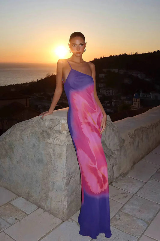 Asymmetrisches rückenfreies Cami-Maxikleid