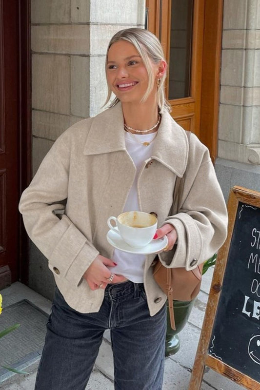 Veste simple en laine kaki