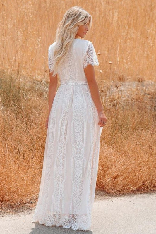 Robe longue moulante transparente à col en V