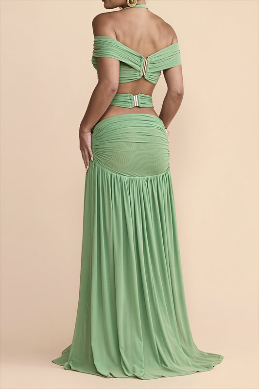 Off Shoulder Twist Maxi Skirt Set