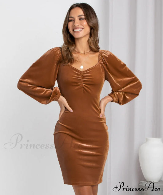 Fashion Slim Bag Hip Backless Skirt With Square Collar S / Dark Green