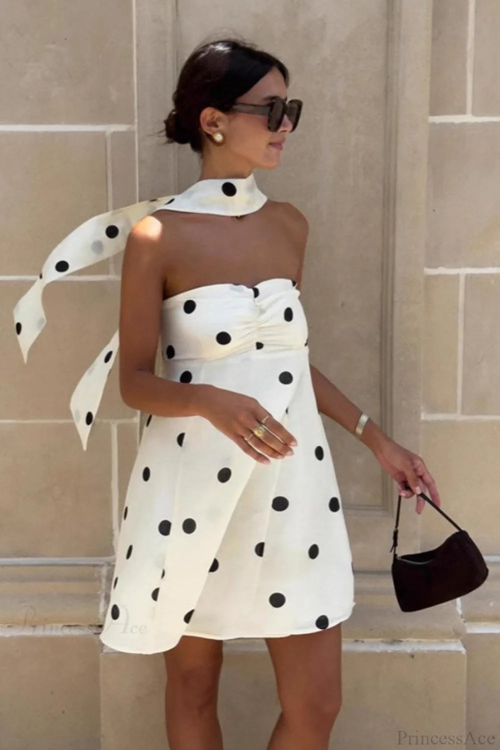 Fashionable Polka Dot Strapless Mini Dress – PrincessAce