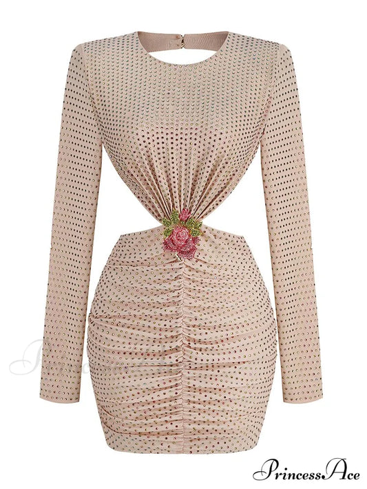 Fayette Diamond Stylish Mini Dress Apricot / Xs