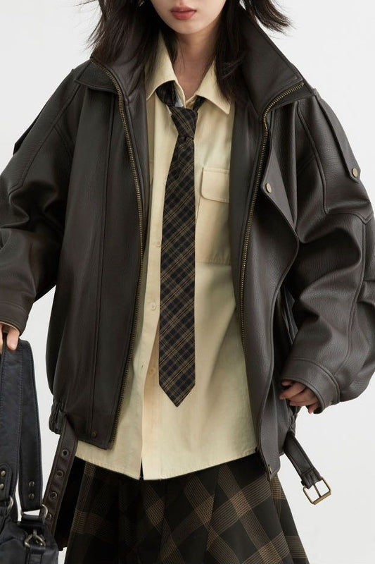 Oversized Moto Leather Jacket