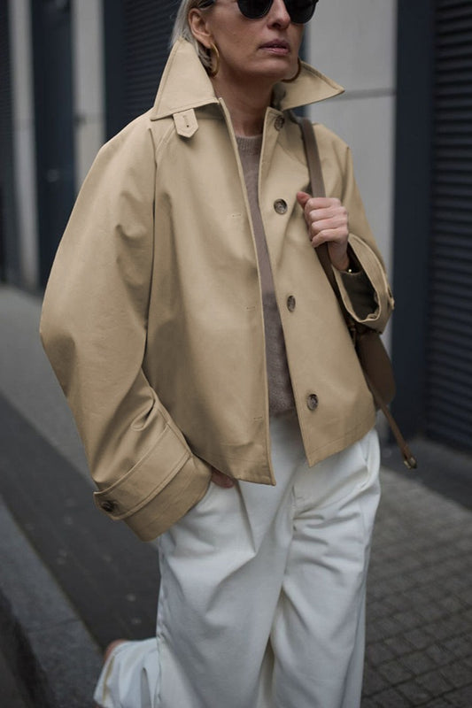 Trendy Khaki Long Sleeve Jacket