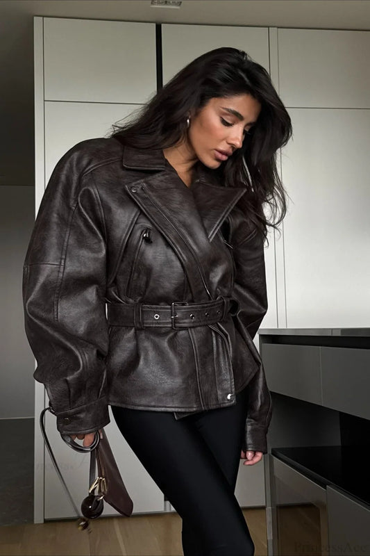 Fitted Faux Leather Short Jacket Black / S