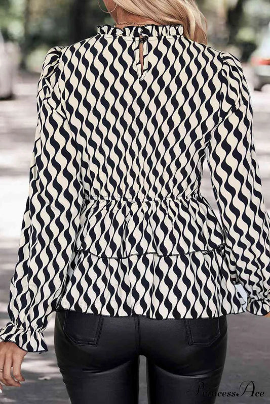 Flounce Arm Smocked Blouse Clothes