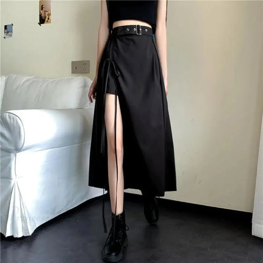 Gathered Patchwork Pleated Skirt black / S