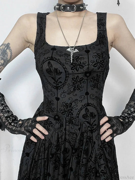 Gloomy Cravat Lace Hem Tiny Dress