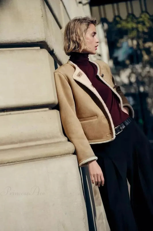 Gold Button Long Sleeve Double-sided Cardigan camel / XS