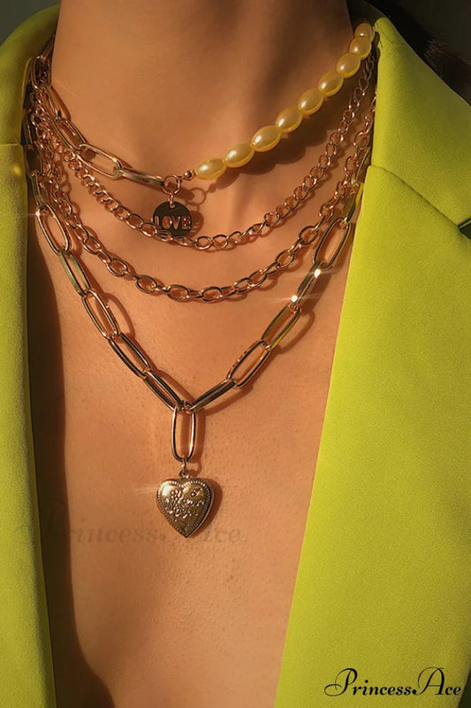 Gothic Layered Baroque Charming Pearl Chunky Chain Necklace