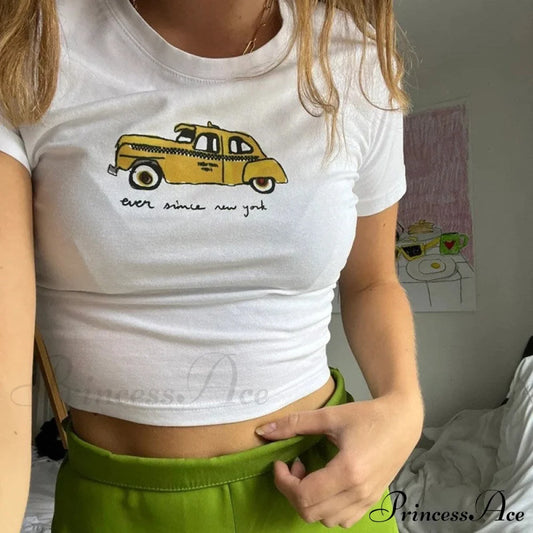 Graphic Cab Stylish Text White Tee