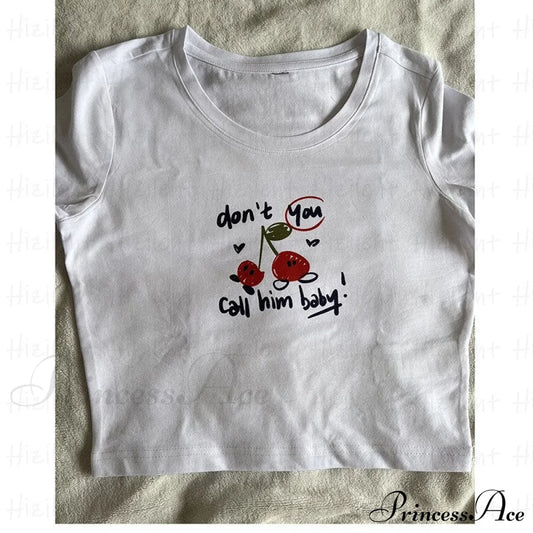 Graphic Cherry Stylish Text White Tee