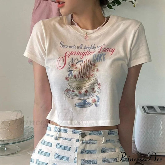 Graphic Vintage Stylish Cake White Tee