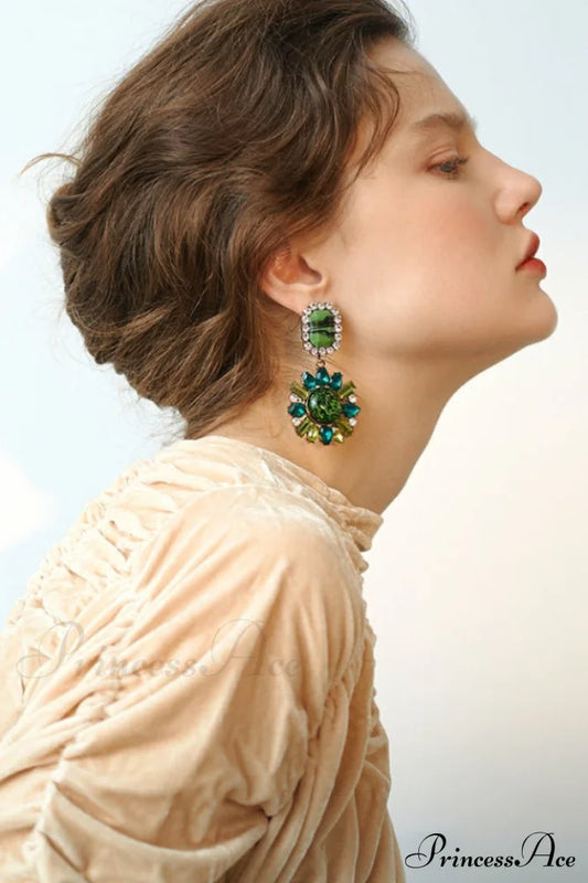 Green Dimond Stylish Dangle Earrings