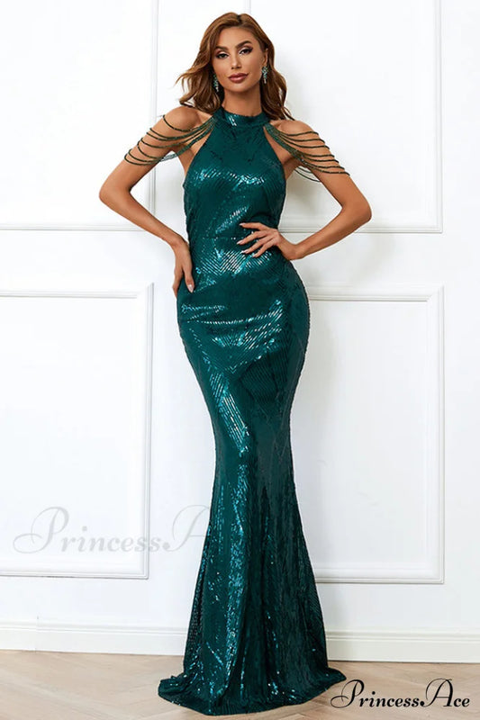 Halter Neck Sequin Mermaid Prom Dress | Dress In Beauty