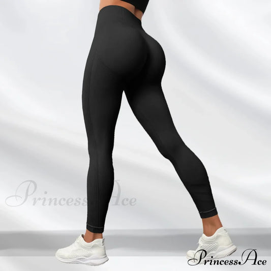 High Elastic Knitting Gym Workout Legging Black / S