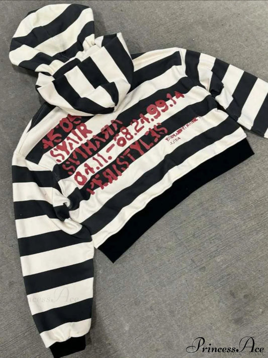 Hip-Hop Double-Layered Hood Graphic Print Hoodie