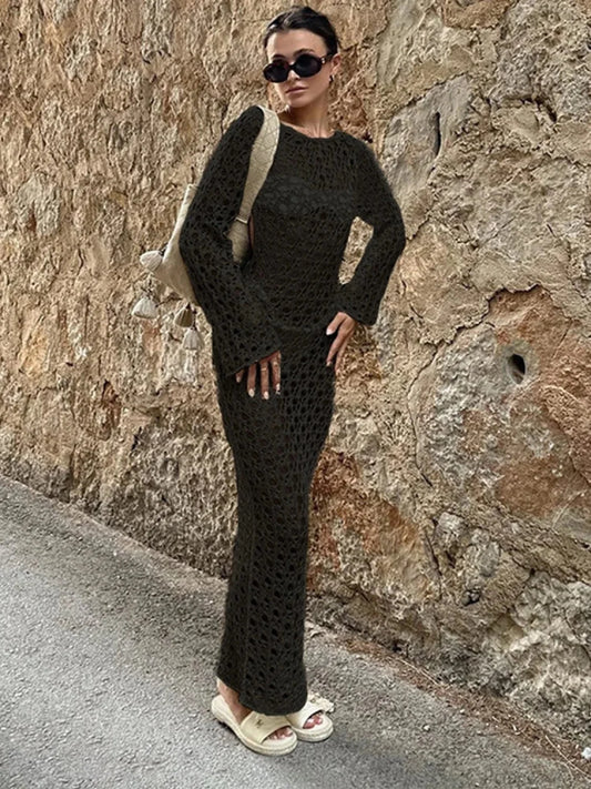 Hollow Out Sleeveless Beach Cover Up Black / S