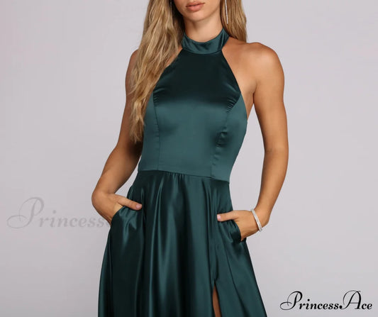 India Satin Stylish Tie Neck Gown S.o. Long Dresses