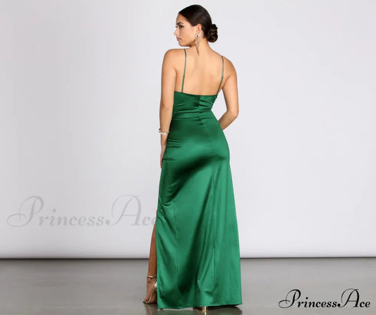 Jolina Wrap Stylish Skirt Satin Dress S.o. Long Dresses