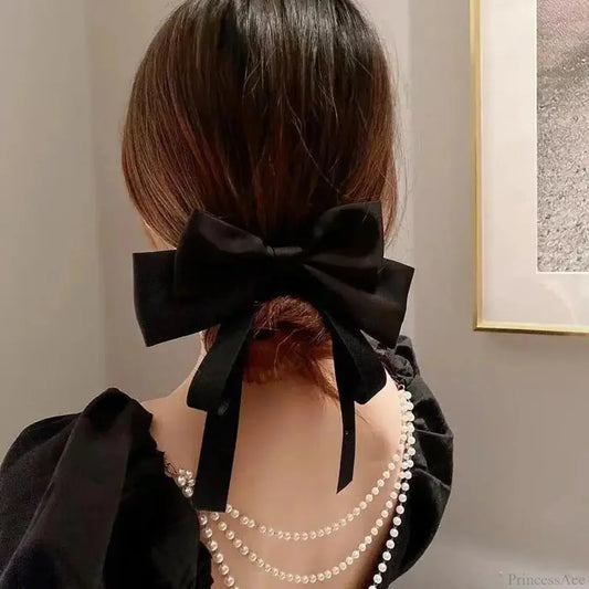 Korean Fashion Sweet Ribbon Princess Christmas Hair Accessory Black Accessories-L