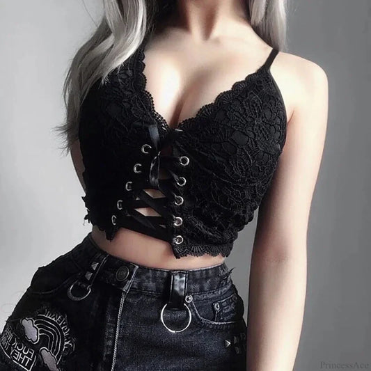 Lace Corset Bralette Crop Top black / S