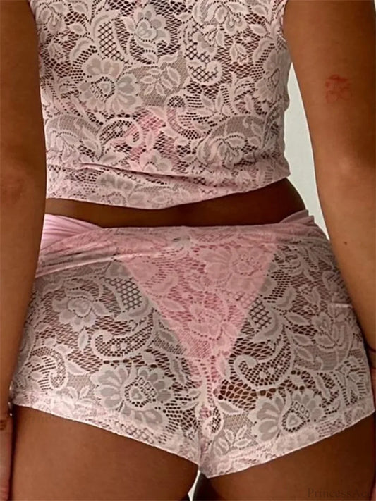 Lace Floral Bikini Cover-Up Short short-250223