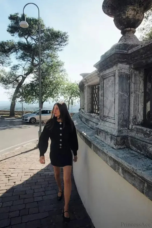 Lantern Sleeve Buckle Knitted Cardigan Burgundy / S