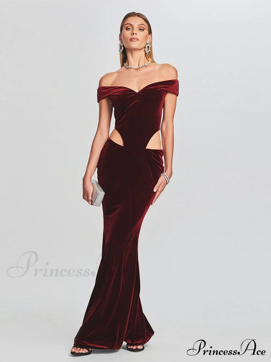 Lara Glitter Stylish Velvet Mermaid Dress S.o. Long Dresses