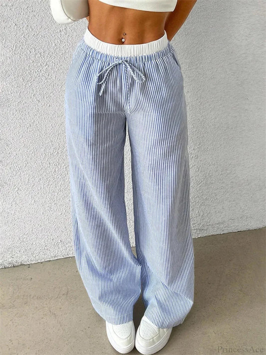 Leopard Drawstring Elastic Waist Loose Winter Pant BLUE / S pant-250223