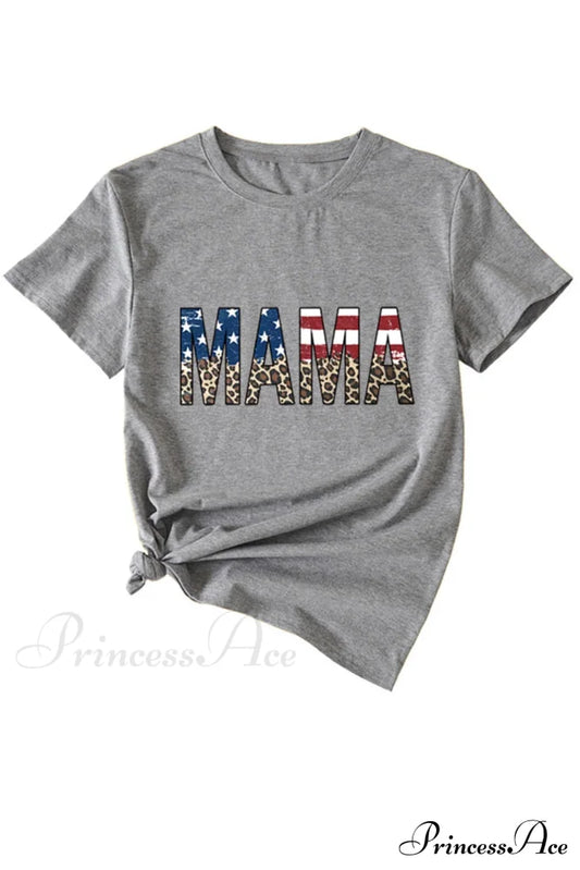 Leopard Print T-Shirt For Mama Dark Gray / S Tees