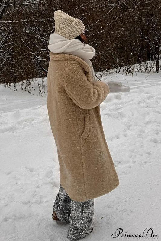 Long Fleece Sherpa Warm Fuzzy Overcoat