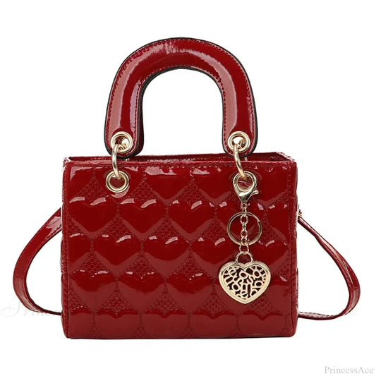 Luxury Quilted Square Handle Crossbody Handbag Red handbag-250126