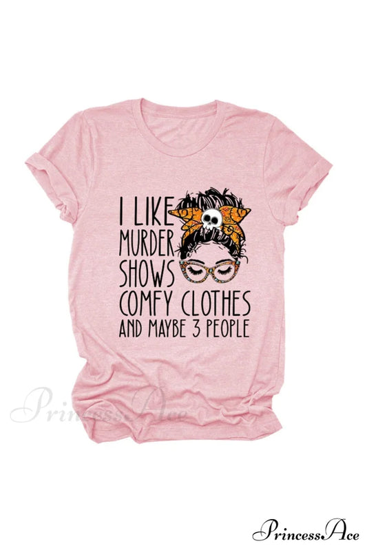 Murder Shows Graphic T-Shirt Pink / S Tees