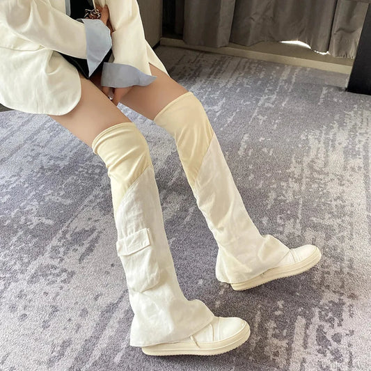 New Above Thigh High Lavish Gothic Fabric Boot white / 35
