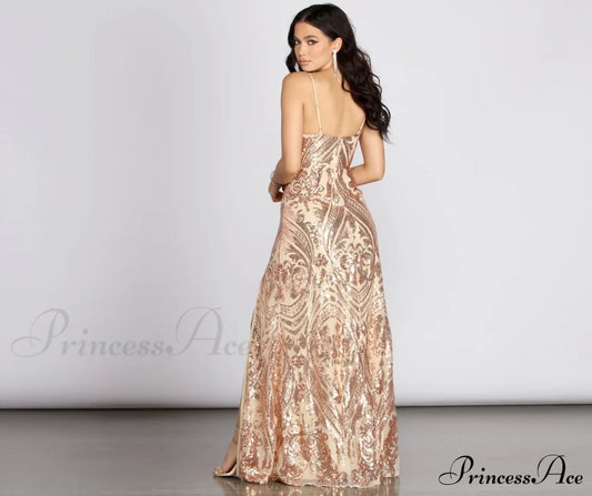 Nia Sequin Stylish Scroll Dress S.o. Long Dresses