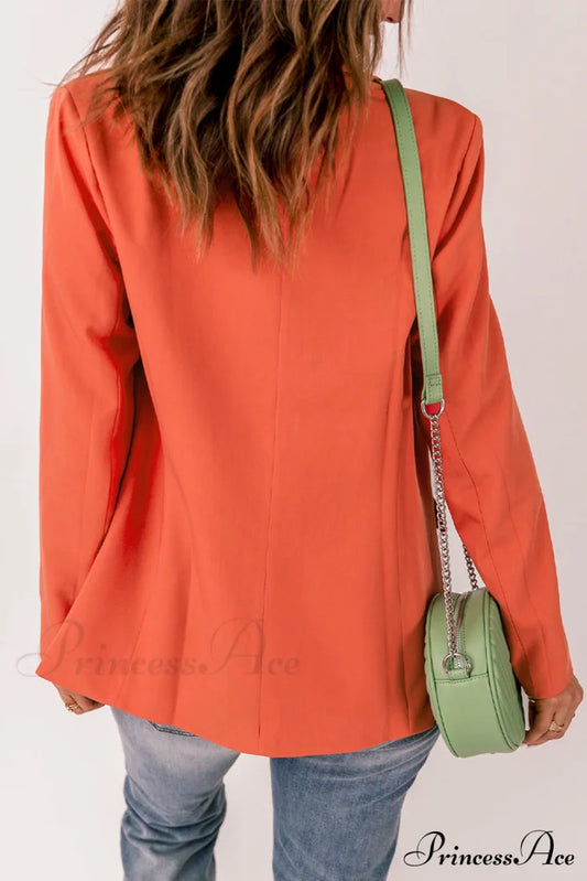 One-Button Padded-Shoulder Blazer