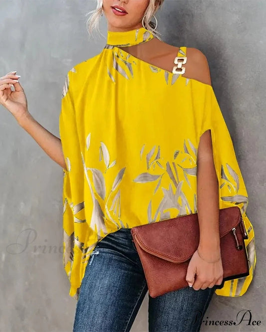 Out Warm-Season Youth Metal Patchwork Top Blouse Halter Brief Casual Design Hollow Arm New